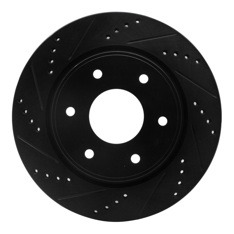 Infiniti QX56 Brake Rotor (1) - Front Left - R1 Concepts - Drilled & Slotted - Black - `05-`07